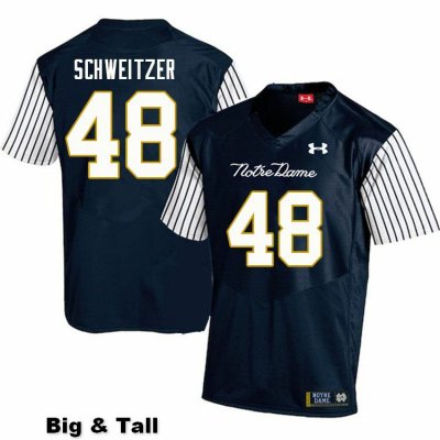 Notre Dame Fighting Irish Men's Will Schweitzer #48 Navy Under Armour Alternate Authentic Stitched Big & Tall College NCAA Football Jersey WQX5099BB